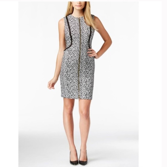 Calvin Klein women's carrer formal sleeveless dress sheath black/gray size 14 - Picture 1 of 6